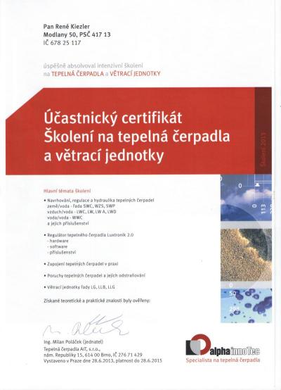 Certifikát AIF