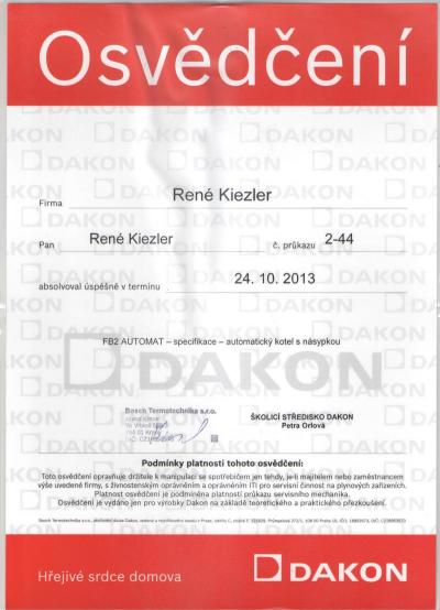 Certifikát DAKON