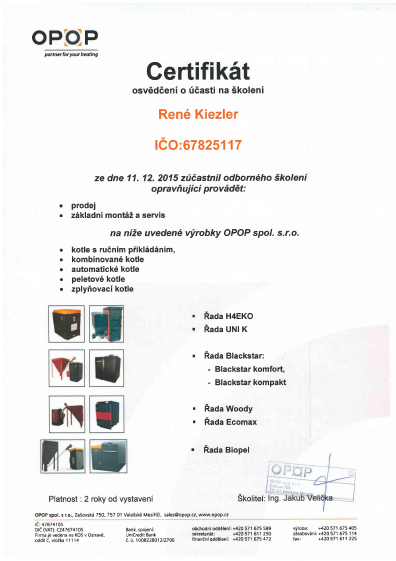 Certifikát OPOP